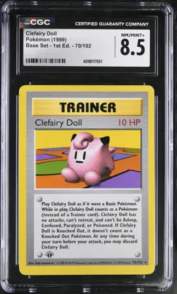 CGC 8.5 Clefairy Doll 1999 Base Set 1st Edition Shadowless 70/102 Pokemon Card - Image 1