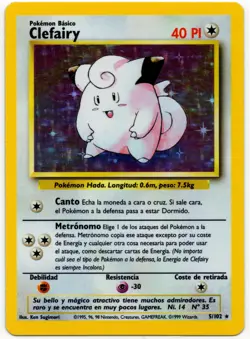 Pokemon - Spanish Base Set Unlimited Holo Rare Clefairy 5/102 - LP+ - Image 1