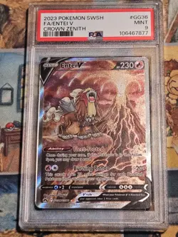 Pokemon Entei v TCG Full Art Ultra Rare Holo Card GG36/GG70 Crown Zenith PSA 9 - Image 1