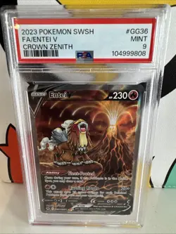 Entei V 2023 Pokemon TCG Sword & Shield Full Art |#GG36/GG70 Crown Zenith PSA 9 - Image 1