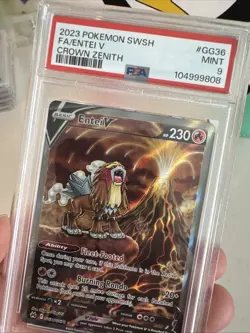 Entei V 2023 Pokemon TCG Sword & Shield Full Art |#GG36/GG70 Crown Zenith PSA 9 - Image 3