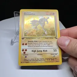 Hitmonlee 1st Edition Fossil Holo Rare 7/62 1999 Pokemon TCG MP/LP - Image 2