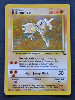 Hitmonlee #7 / 62 Fossil Holo - LP - Pokemon 1999 TCG WOTC Vintage - Image 1
