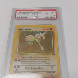 1999 Pokemon Fossil Hitmonlee Holo Unlimited #7/62 PSA 8 NM-MT - Image 4
