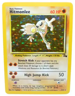 Hitmonlee 7/62 Holo Rare Unlimited Fossil Set 1999 - Pokemon Card TCG (NM) - Image 1