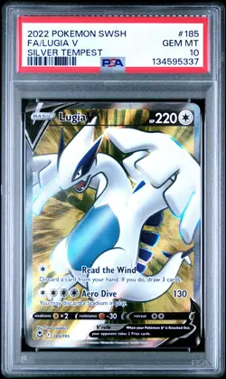 2022 POKEMON SWORD & SHIELD SILVER TEMPEST #185 FULL ART/LUGIA V PSA 10 - Image 1