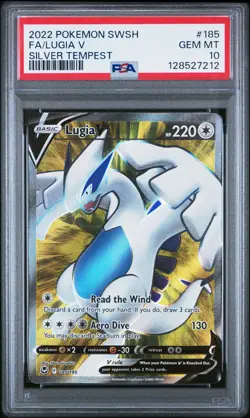 2022 POKEMON SWORD & SHIELD SILVER TEMPEST #185 FULL ART/LUGIA V PSA 10 - Image 1