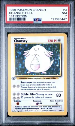 1999 Pokemon SPANISH 1st Edition Base Set Chansey Holo 3/102 PSA 7 NM - Image 1