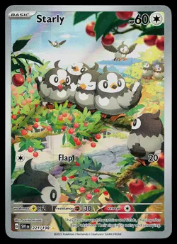 Pokemon Card - Starly Scarlet & Violet Base Set 221/198 Holo Illustration Rare - Image 1