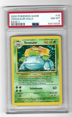 Venasaur Holo Rare - 2000 Pokemon BASE SET II 18/130 PSA 8 NM-MT - Image 1
