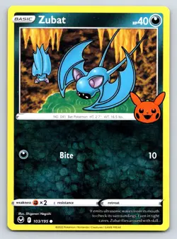 Zubat Promo Pokemon Stamped Halloween Trick or Trade Silver Tempest 103/195 NM - Image 1