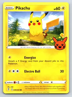 Pikachu Promo Pokemon Halloween Trick or Trade Evolving Skies 049/203 NM - Image 1