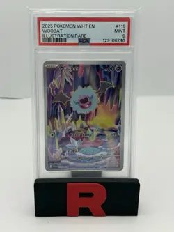 2025 POKEMON WHT EN-WHITE FLARE ILLUSTRATION RARE #119 WOOBAT PSA 9 - Image 1