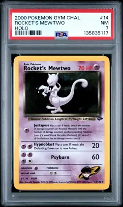 2000 POKEMON GYM CHALLENGE HOLO #14 ROCKET'S MEWTWO PSA 7 - Image 1