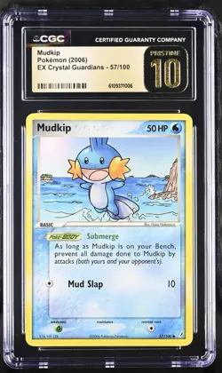 2006 Pokemon Mudkip 57/100 Crystal Guardians CGC Pristine 10 Pop. 9 Rare Vintage - Image 1