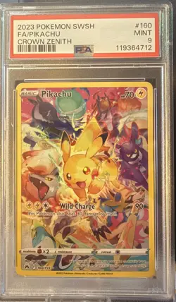 PSA 9 Pikachu 160/159 Full Art Secret Rare Crown Zenith 2023 Pokemon Card - Image 1