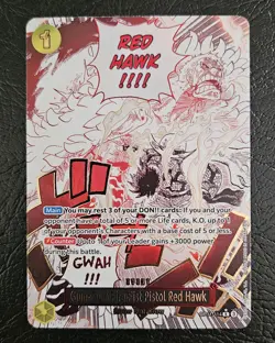 One Piece TCG Gum-Gum Fire-Fist Pistol Red Hawk Alt Art OP11-114 R* Event Manga - Image 1