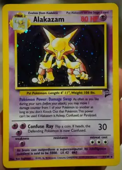 NM Alakazam Base Set 2 Holo Vintage Pokemon Card TCG WOTC UK 1/130 - Image 1
