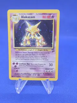 Vintage Pokemon WOTC Base Set 2 Alakazam 1/130 Holo Rare W/ Swirl MP - Image 1