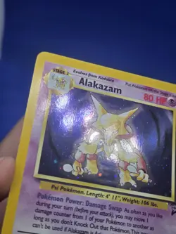 Vintage Pokemon WOTC Base Set 2 Alakazam 1/130 Holo Rare W/ Swirl MP - Image 2