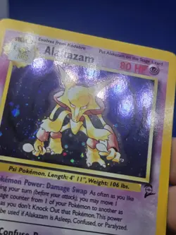 Vintage Pokemon WOTC Base Set 2 Alakazam 1/130 Holo Rare W/ Swirl MP - Image 4
