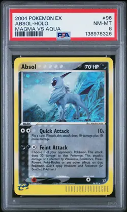2004 POKEMON EX TEAM MAGMA VS TEAM AQUA #96 ABSOL-HOLO PSA 8 - Image 1