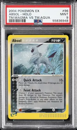 2004 POKEMON EX TEAM MAGMA VS TEAM AQUA #96 ABSOL-HOLO PSA 9 - Image 1