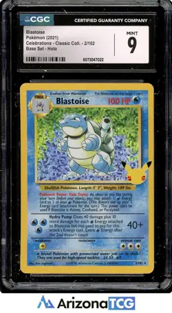 Pokemon 2021 Blastoise 2/102 25th Stamp Celebrations Classic Collection CGC 9 - Image 1