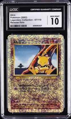 2002 POKEMON LEGENDARY COLLECTION REVERSE HOLO #67 ABRA CGC 10 GEM MINT - Image 1