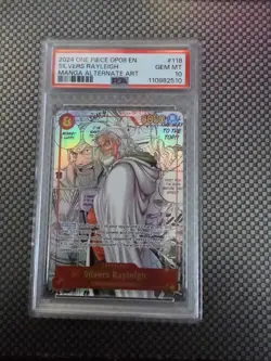 2024 ONE PIECE OP08 EN SILVERS RAYLEIGH MANGA ALTERNATE ART PSA 10 - Image 1