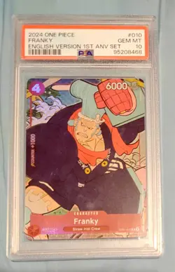 PSA 10 FRANKY 1ST ANNIVERSARY ONE PIECE CARD GAME ST01-010 ENGLISH GEM MINT - Image 1