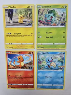 4x Pokemon Go TCG Card Bundle - Bulbasaur Charmander Squirtle Pikachu #3 - Image 1
