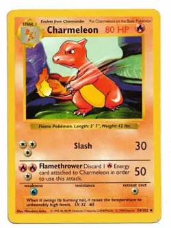 Pokemon Card: Charmeleon 24/102 Shadowless Base Set! EX - Image 1