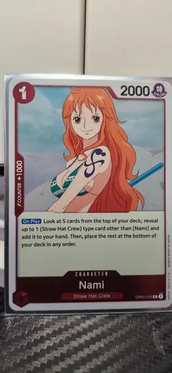 OP:TCG Nami OP01-016 Romance Dawn Foil RED RARE CARD - Image 1