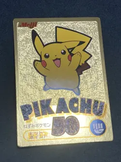 Pikachu Get Card Gold Foil Meiji 2000 Pokemon Card Japanese Vintage EX+ - Image 5