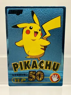Pokemon Vintage 2000 Japanese Meiji Blue Metallic Foil Promo PIKACHU Card - Image 1