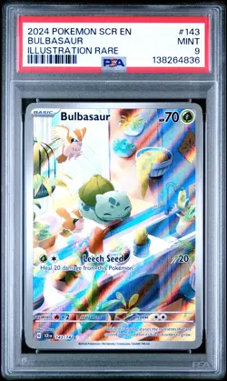 2024 POKEMON SCR EN-STELLAR CROWN ILLUSTRATION RARE #143 BULBASAUR PSA 9 - Image 1
