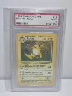 PSA 9 Raichu Holo 14/102 Base Set Unlimited Rare Card 1999 Rare Pokemon Card - Image 1