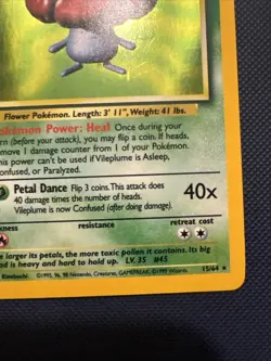 Pokemon TCG Vileplume 15/64 Error No Symbol Jungle Unlimited Holo Rare LP - Image 4