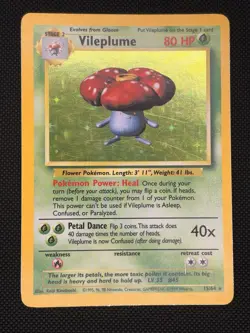 Pokemon TCG Vileplume 15/64 Error No Symbol Jungle Unlimited Holo Rare LP - Image 1