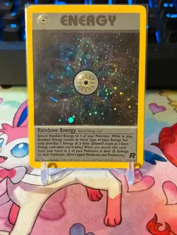 Pokemon Rainbow Energy Team Rocket 17/82 Holo SWIRL WOTC ERROR PINCHED LAYER LP - Image 1