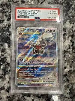 2023 POKEMON SWORD & SHIELD CROWN ZENITH #GG50 FULL ART/DARKRAI VSTAR PSA 10 - Image 1