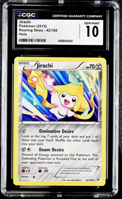Pokemon XY Roaring Skies Jirachi Holo Card #42/108 2015 CGC Gem Mint 10 - Image 1