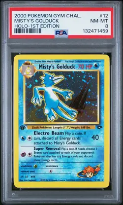 2000 POKEMON GYM CHALLENGE HOLO-1ST ED #12 MISTY'S GOLDUCK PSA 8 - Image 1