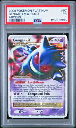 PSA 1 PR 2009 Pokemon Platinum Arceus Gengar Lv.X Holo Foil 97/99 - Image 1