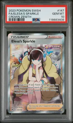 2023 POKEMON SWORD & SHIELD CROWN ZENITH #147 FULL ART/ELESA'S SPARKLE PSA 10 - Image 1