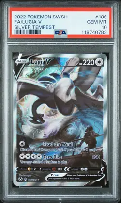 2022 POKEMON SWORD & SHIELD SILVER TEMPEST #186 FULL ART/LUGIA V PSA 10 - Image 1
