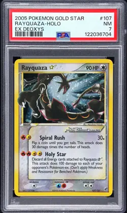 2005 POKEMON EX DEOXYS GOLD STAR #107 RAYQUAZA-HOLO PSA 7 - Image 1