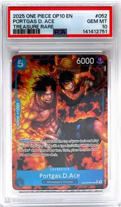 PORTGAS D. ACE TREASURE RARE 052 2025 ONE PIECE OP10 ROYAL BLOOD PSA 10 - Image 1