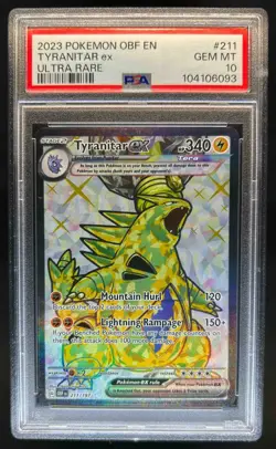 2023 Pokemon SV Obsidian Flames OBF EN Tyranitar ex #211/197 PSA 10 - Image 1